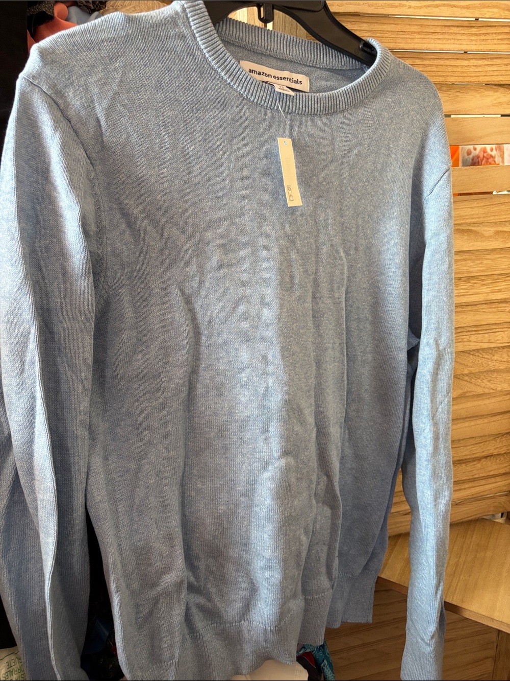 Amazon Essentials Men's Sky Blue Heather Crewneck Sweater Small NWT